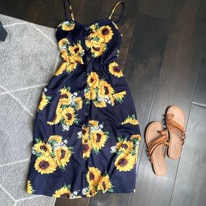 Button down Sunflower Spaghetti Strap Dress